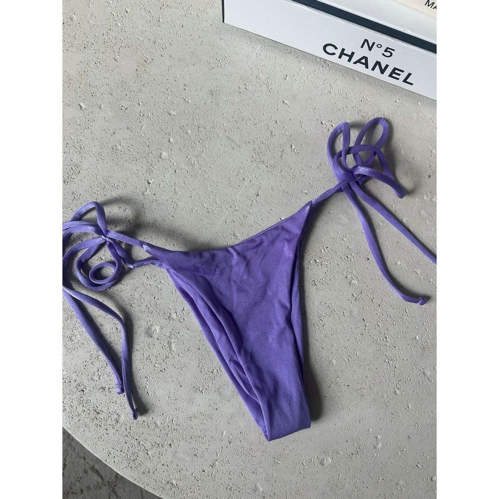 ONEONE Purple Shimmer Side Tie Bikini Bottom Cheeky Adjustable XS
